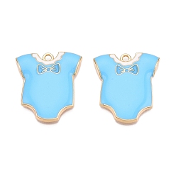 Светло-Голубой Стойки обшивки сплава эмали подвески, без кадмия, без никеля и без свинца, золотой свет, очарование купальника, Небесно-голубой, 28x25x3 мм, отверстие : 2 мм