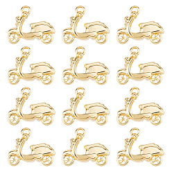 Настоящее золото 18K 12 латунные подвески шт., мотоцикл, реальный 18 k позолоченный, 11.5x14x6 мм, отверстие : 1 мм