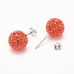 236_Hyacinth Valentines Day Gift for Her, 925 Sterling Silver Austrian Crystal Rhinestone Stud Earrings, Ball Stud Earrings, Round, 236_Hyacinth, 6mm