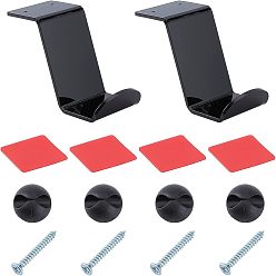 Mixed Color 2Pcs Acrylic Headphone & Gamepad Holder Sets, with 4Pcs Square Double Sided Adhesive Tape, 5Pcs Screw and 2Pcs Cable Clips, Mixed Color, 127x63.5x97mm, Hole: 3.3mm