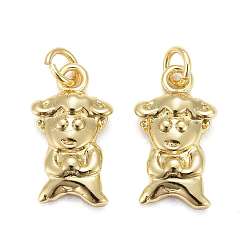 Настоящее золото 18K Латунные подвески, долговечный, мальчик, реальный 18 k позолоченный, 14x8x3 мм, Перейти кольцо: 5x0.7 мм, внутренний диаметр: 3.5 мм