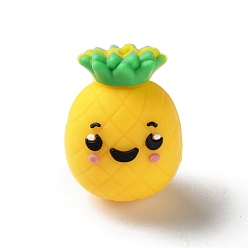 Ананас Силиконовые бусины, желтые, фокусные бусы, ананас, 27.5x20x19 мм, отверстие : 3.5 мм