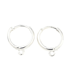 Серебро Латунная фурнитура для хооп серег, долговечный, стойки покрытие, с петлей, серебряные, 16x13.5x2.5 мм, отверстие : 1.5 мм, штифты : 0.8 мм