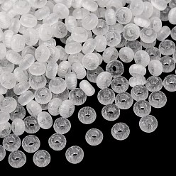 Weiß Backfarbe Glasperlen, Cateye Katzenauge Imitat, Rondell, Ton zwei, weiß, 4x2.5 mm, Bohrung: 1.4 mm, ca. 14285 Stk. / 1000 g