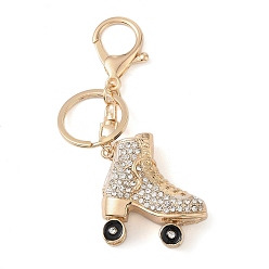 Clair Alliage de zinc doré avec porte-clés patins à glace en strass, clair, 113mm