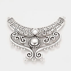 Antique Silver Tibetan Style Alloy Cabochon Connector Settings, Chandelier Components Links, Cadmium Free & Lead Free,, Antique Silver, Tray: 5x5mm, 53x63x6.5mm, Hole: 1.5mm, about 65pcs/1000g
