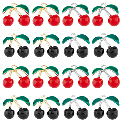 (52) Непрозрачная лаванда 16шт 4 стили подвески из эмалированного сплава с покрытием, черри прелести, разноцветные, 14.5x15x7 мм, отверстие : 1.4 мм, 4 шт / стиль