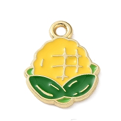 Corn Pendentifs en émail , or, charmes de maïs, 15.5x12x1mm, Trou: 1.5mm