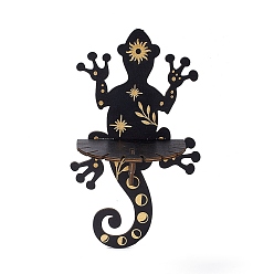 Gecko Черная подвесная деревянная хрустальная полка, стеллаж для хранения маятников в деревенском стиле, ведьма, легко собрать, с железным подвесным крючком, геккон, 28.8x17.9x0.5 см