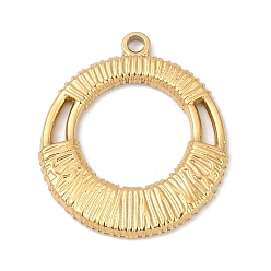 Настоящее золото 18K 304 подвески из нержавеющей стали, ионное покрытие (ip), круглое кольцо-шарм, реальный 18 k позолоченный, 24x21.5x1.5 мм, отверстие : 1.6 мм