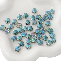 Средний Бирюзовый 10 прозрачные стеклянные бусины, цветок, средне бирюзовый, 10 мм