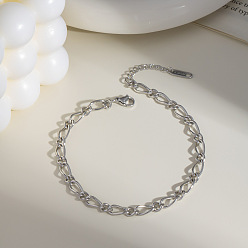 Нержавеющая Сталь Цвет Простые и стильные витые цепочные браслеты из нержавеющей стали для женщин, ощущение высокой моды, цвет нержавеющей стали, 8-1/4 дюйм (210 мм)