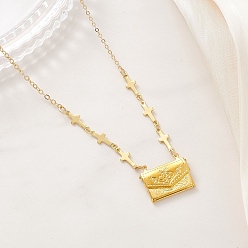 Золотой Латунный медальон-подвеска с подвеской в виде сумки, цепочка с поперечными связями для женщин, золотые, 17.87 дюйм (45.4 см)