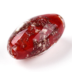 (123L) Белый крем непрозрачный блеск Светящиеся бусины лэмпворк из золота и песка ручной работы, светится в темноте, овальные, огнеупорный кирпич, 21~24.5x11~12.5 мм, отверстие : 1.2~2.5 мм