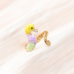 Sea Horse 304 открытые кольца манжеты из нержавеющей стали, с эмалью, морской конек, внутренний диаметр: 18 мм