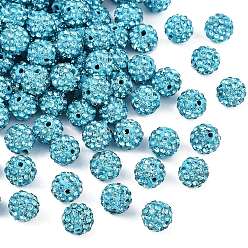 Аквамарин Pave disco бусины, Бусины со стразами, полимерная глина , класс А, круглые, аквамарин, С. 12 (1.8~1.9 мм), 8 мм, отверстие : 1 мм