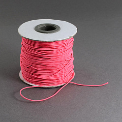 Light Coral Round Elastic Cord, with Nylon Outside and Rubber Inside, Light Coral, 1mm, about 109.36 yards(100m)/roll
