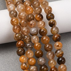 Tiger Quartz Natural Tiger Quartz Beads Strands, Smooth Round, 6mm, Hole: 1mm, about 62pcs/strand, 14.96''(38cm)
