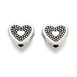 Античное Серебро Сплавочные овальные бусины тибетского стиля , сердце, античное серебро, 8x9x4 мм, отверстие : 1.6 мм