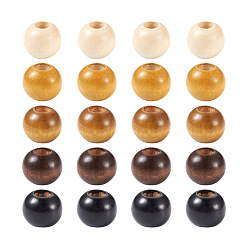 (52) Непрозрачная лаванда 100 шт 5 цвета деревянных бусин, бусины с большим отверстием, круглые, разноцветные, 24x21 мм, отверстие : 9 мм, 20 шт / цвет