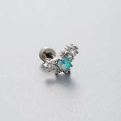 Звезда 316l хирургическая нержавеющая сталь паве светло-голубого цвета кубический цирконий хрящ серьги, цвет нержавеющей стали, звезда, 6 мм, штифты : 0.8 мм