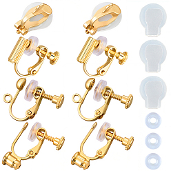 Золотой Латунные клипсы серьги выводы, для не проколотых ушей, золотые, 12~17x5.5~14.5x5~9 мм