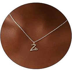 Letter Z Модные латунные ожерелья с подвеской в виде сердца для женщин, платина, Письмо Z, 16.54 дюйм (42 см)