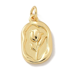 Настоящее золото 18K Латунные подвески, без кадмия, без никеля и без свинца, тюльпаны подвески, с целью перехода в кольце, реальный 18 k позолоченный, 18.5x11x2 мм, отверстие : 3.5 мм