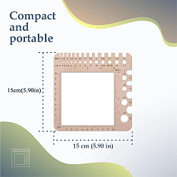 пшеница Квадратные деревянные вязальные спицы, измерительные инструменты, измерительный инструмент, для крючков, толщина пряжи, цвет пшеницы, 15x15 см