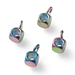 Rainbow Color Ионное покрытие (ip) 304 дуги из нержавеющей стали, петля под залог, кубик бусины залог, Радуга цветов, 6x3x3 мм, отверстие : 1.6 мм