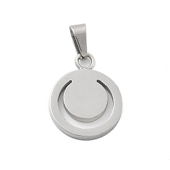 Нержавеющая Сталь Цвет 304 подвески из нержавеющей стали, плоский круглый шарм, цвет нержавеющей стали, 17.5x13.5x2 мм, отверстие : 5.5x2.5 мм