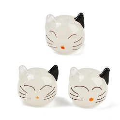 Cat Shape Бусины лэмпворк , цветочный белый, форма кошки, 11.5~12x13x12.5~13 мм, отверстие : 1.8 мм