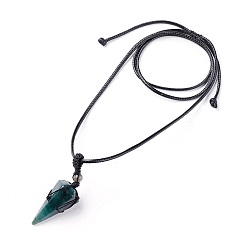 (RRHB277) Кристалл на подкладке из медово-бежевого цвета Ожерелья из натурального индийского агата, с вощеным шнуром и нейлоновым шнуром, конус, 31.18 дюйм ~ 33 дюйм (79.2~84 см), 1.5~2 мм