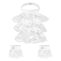White Detachable Lace False Collar & Oversleeves Sets, DIY Garment Accessories, White, 420x310x1.5mm