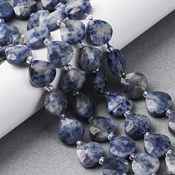 (306FM) Жонкиль матовый с лаймовой подкладкой Натуральное синее пятно нитки из бисера яшмы, граненое сердце, с бисером, 12x12x5 мм, отверстие : 1.2 мм, около 12 шт / нитка, 6.50'' (16.5 см)