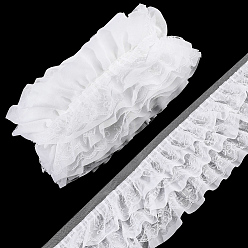 White 5 Yards Flower Polyester Lace Trim, for Clothes Accessories, White, 5-1/8 inch(130mm)