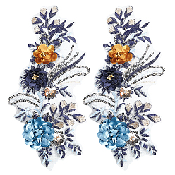 Черный Аппликации из полиэфирного кружева с вышивкой, цветок, швейные принадлежности, с блесток, чёрные, 380x210x10 мм