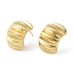 Real 18K Gold Plated Rack Plating Brass Twist Rectangle Stud Earrings for Women, Lead Free & Cadmium Free, Long-Lasting Plated, Real 18K Gold Plated, 21x14mm