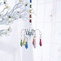 Bullet Стеклянный кулон украшение, подвесные ловцы солнца, с металлическая фурнитурой, для садового окна, свадебное украшение дома, пуля, 600~630 мм