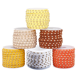 (52) Непрозрачная лаванда 6 рулоны 6 цвета искусственной замши шнур, с заклепкой из золотого тона, для панк-рок ювелирных изделий, разноцветные, 5x2.5 мм, около 5.46 ярдов (5 м) / рулон, 1 рулон / цвет