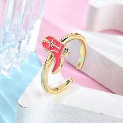 Светло-Вишневый Открытые манжеты из латуни с микро-паве и кубическим цирконием для женщин, с эмалью, долговечный, без свинца и без кадмия, обуви, светло-вишневый, внутренний диаметр: 16 мм