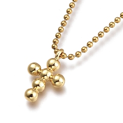 Золотой Ожерелья шкентеля, с крестообразными латунными подвесками, 304 шариковые цепи из нержавеющей стали и застежки «лобстер», золотые, 16.14 дюйм (41 см)