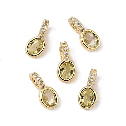 Oval Латунные микро проложить кубического циркония прелести, стойки покрытие, долговечный, без свинца и без кадмия, реальный 18 k позолоченный, овальные, 9.5x4.5x1.5 мм, отверстие : 2 мм