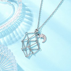 Нержавеющая Сталь Цвет 304 Нержавеющая сталь пустой мешочек макраме звезда луна кулон кабель цепь ожерелье изготовление, не тускнеет, с ползунками, цвет нержавеющей стали, 29.33 дюйм (74.5 см)