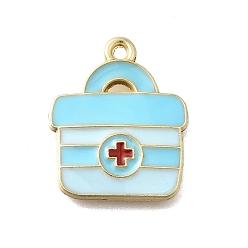 Бледно-бирюзовый Подвески из сплава с эмалью медицинской тематики, талисман для аптечки, золотые, бледные бирюзовая, 22x18x2.5 мм, отверстие : 1.8 мм