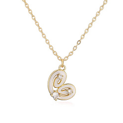 Белый Подвеска в виде сердца из латуни с микропаве из прозрачного кубического циркония и эмалью ко Дню святого Валентина для женщин., золотые, белые, 15.75 дюйм (40 см)