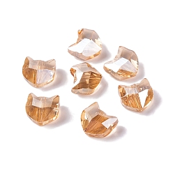 Сэнди Коричневый 100 шт. Гальванические стеклянные бусины, форма кошки, граненые, песчаный коричневый, 8.5x8.5x5 мм, отверстие : 1 мм