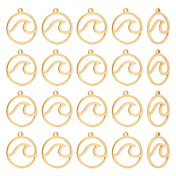 Золотой 30шт. подвески из сплава с покрытием стойки, без кадмия, без свинца и без никеля, круглое кольцо с подвеской "волна", матовый золотой цвет, 14.5x12x1.5 мм, отверстие : 1.6 мм