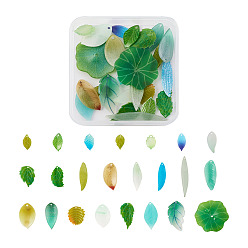Зеленый Набор для поиска поделок для изготовления ювелирных изделий, в том числе подвески и бусины из пластиковых листьев, зелёные, 42 шт / коробка