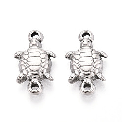 Нержавеющая Сталь Цвет 304 подвески из нержавеющей стали, ссылки на черепаху, не тускнеет, цвет нержавеющей стали, 19.1x11x3 мм, отверстие : 1.4 мм